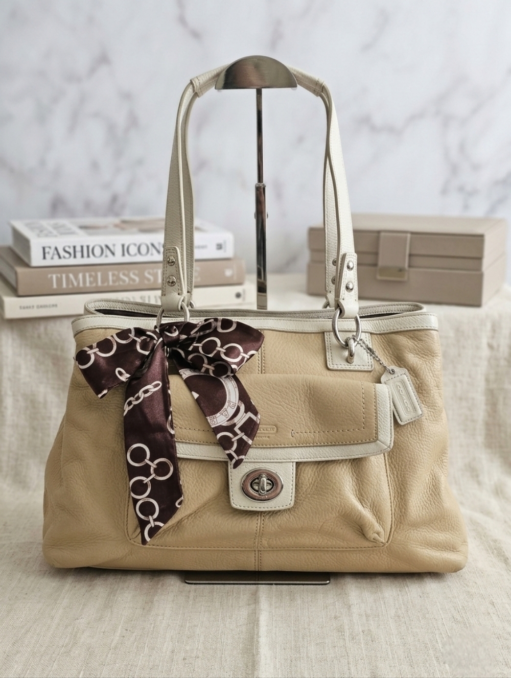 Coach Soho Pebbled Leather Turnlock Tote - COA